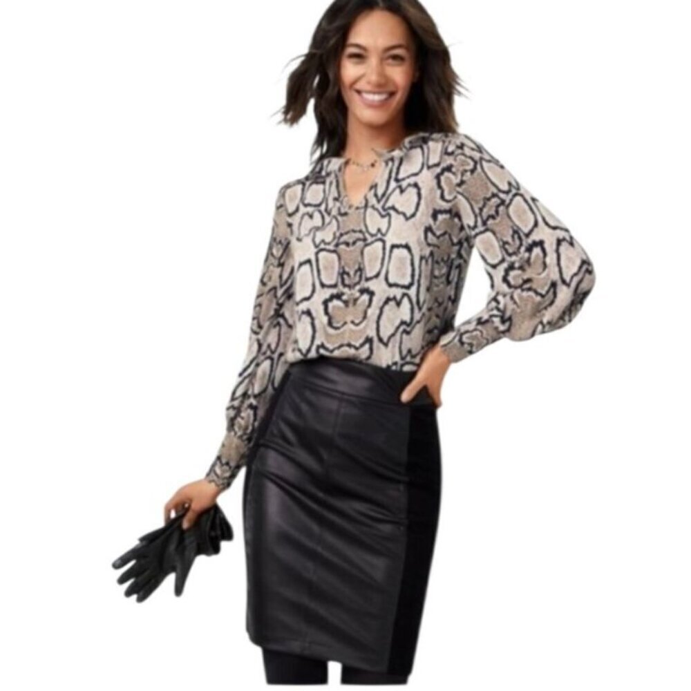 Cabi Serpentine Snake Print Blouse Size M - Picture 2 of 13